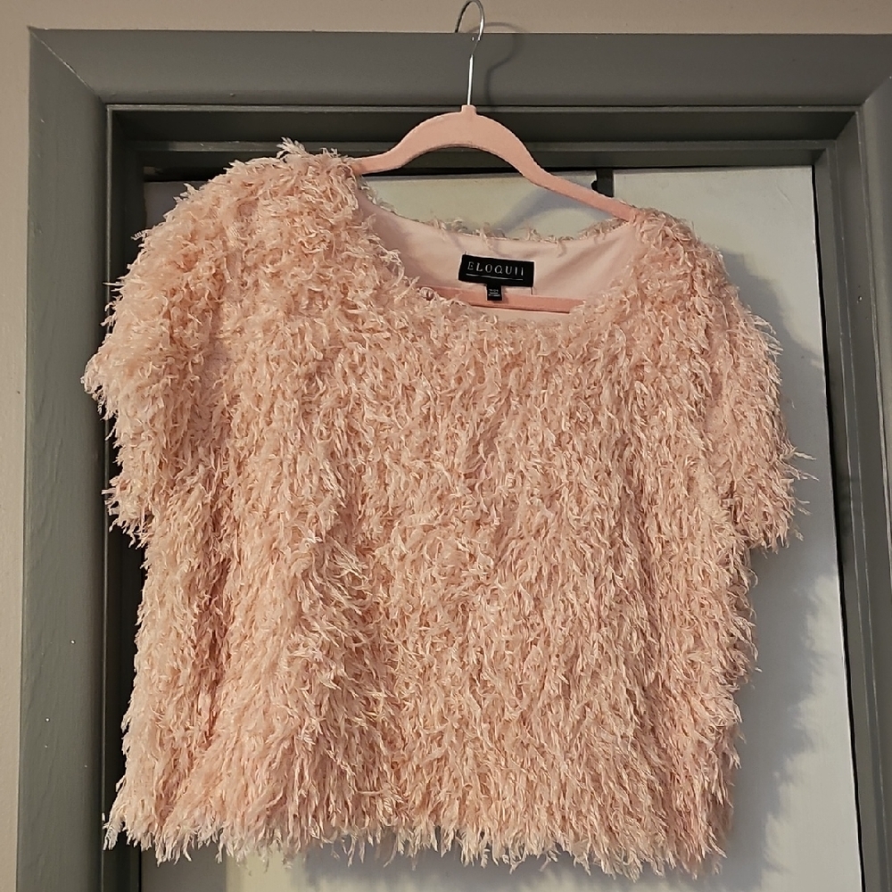 Eloquii Textured Pink Crop Top
